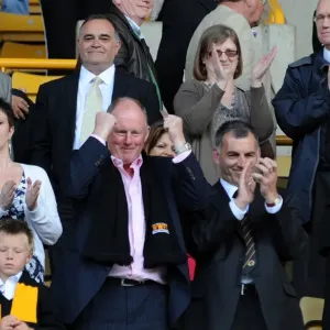 Steve Morgan's Triumphant Celebration: Wolves Chairman Rejoices in Barclays Premier League Victory over West Bromwich Albion Steve Morgan's Triumphant Celebration: Wolves Chairman Rejoices in Barclays Premier League Victory over West Bromwich Albion
