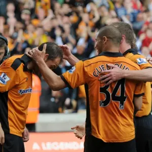 Steven Fletcher of Wolverhampton Wanderers celebrates after scoring to make it 3-0 Steven Fletcher of Wolverhampton Wanderers celebrates after scoring to make it 3-0