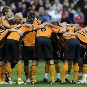 United in Focus: Wolves Players Pre-Match Huddle vs. Aston Villa (Premier League)