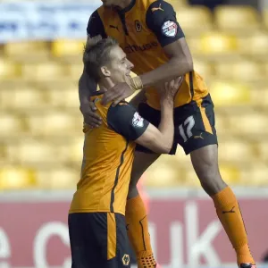 Wolverhampton Wanderers: Dave Edwards and Rajiv van La Parra Celebrate First Goal Against Wigan Athletic in Sky Bet Championship