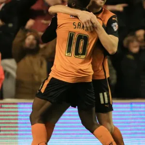 Wolverhampton Wanderers: Kevin McDonald and Bakary Sako's Jubilant Moment after Scoring the Second Goal against Brentford at Molineux Wolverhampton Wanderers: Kevin McDonald and Bakary Sako's Jubilant Moment after Scoring the Second Goal against Brentford at Molineux