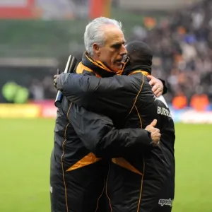 Wolverhampton Wanderers: Mick McCarthy and Terry Connor Celebrate Barclays Premier League Victory over Birmingham City