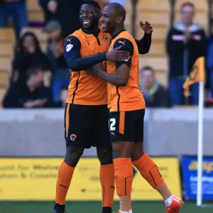 Wolverhampton Wanderers: Benik Afobe and Bakary Sako Celebrate First Goal Against Watford (Sky Bet Championship)
