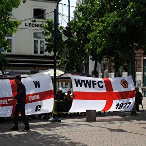 Wolverhampton Wanderers Fans Unite in Charleroi's Central Square for Pre-Season Clash Against RCSC
