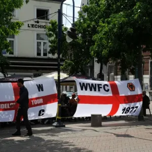 Wolverhampton Wanderers Fans Unite in Charleroi's Central Square for Pre-Season Clash Against RCSC