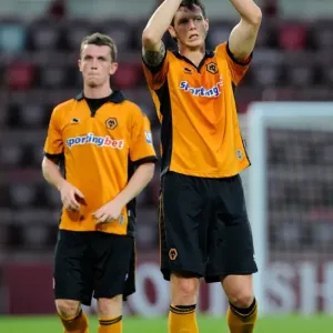 Wolverhampton Wanderers Greg Halford and Kevin Foley Salute Fans in Heart of Midlothian Friendly Wolverhampton Wanderers Greg Halford and Kevin Foley Salute Fans in Heart of Midlothian Friendly