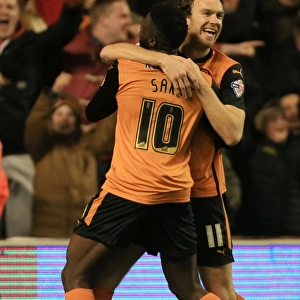 Wolverhampton Wanderers: Kevin McDonald and Bakary Sako's Jubilant Moment after Scoring the Second Goal against Brentford at Molineux