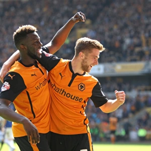Wolverhampton Wanderers: Michael Jacobs and Bakary Sako's Jubilant Moment after Scoring the Second Goal vs. Carlisle United in Sky Bet League One (April 3, 2014)