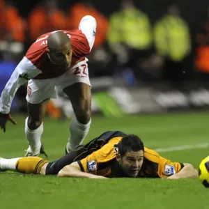 Wolverhampton Wanderers vs Arsenal: Jarvis Foul by Clichy in Barclays Premier League