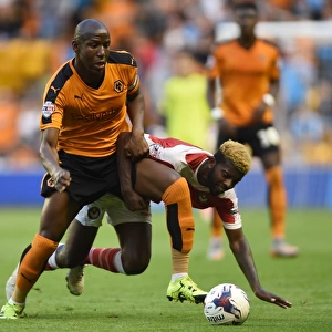 Wolverhampton Wanderers vs Newport County: Battle for the Ball in Capital One Cup First Round