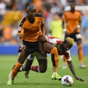 Wolverhampton Wanderers vs Newport County: Battle for the Ball in Capital One Cup First Round