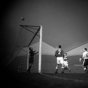 Wolverhampton Wanderers vs Spartak Moscow: Mikhail Yakobovich Piraev Dives as Peter Broadbent's Shot Sails Over the Crossbar
