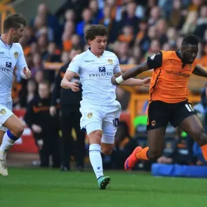Wolves Bakary Sako Outruns Leeds United's Defenders at Molineux Stadium