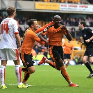 Wolves Benik Afobe and Adam Le Fondre Celebrate Second Goal vs. Huddersfield Town in Sky Bet Championship Wolves Benik Afobe and Adam Le Fondre Celebrate Second Goal vs. Huddersfield Town in Sky Bet Championship