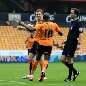 Wolves McDonald and Afobe Celebrate First Goal vs. Huddersfield in Sky Bet Championship Wolves McDonald and Afobe Celebrate First Goal vs. Huddersfield in Sky Bet Championship