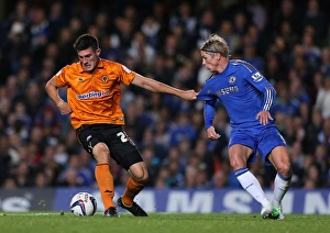 Capital One Cup : Round 3 : Chelsea V Wolves : Stamford Bridge : 25-09-2012 Prints: Battling for Control: Torres vs. Batth in the Capital One Cup Showdown