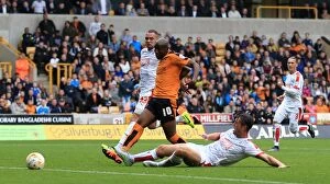 Images Dated 3rd October 2015: Benik Afobe Scores His Second Goal: Wolves Victory Over Huddersfield Town in Sky Bet Championship