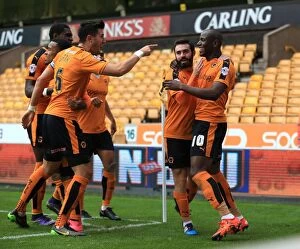Sky Bet Championship - Wolves v Huddersfield Town - Molineux Collection: Benik Afobe Scores His Second: Wolves Victory Moment vs. Huddersfield Town in Sky Bet Championship