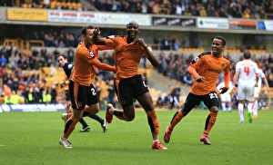 Framed Print : Benik Afobe's Brace: Wolves Second Goal Against Huddersfield Town in Sky Bet Championship Framed Print : Benik Afobe's Brace: Wolves Second Goal Against Huddersfield Town in Sky Bet Championship