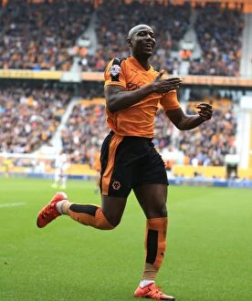Images Dated 3rd October 2015: Benik Afobe's Double: Wolves Second Goal vs Huddersfield Town in Sky Bet Championship