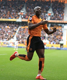 Framed Print : Benik Afobe's Double: Wolves Second Goal vs Huddersfield Town in Sky Bet Championship Framed Print : Benik Afobe's Double: Wolves Second Goal vs Huddersfield Town in Sky Bet Championship