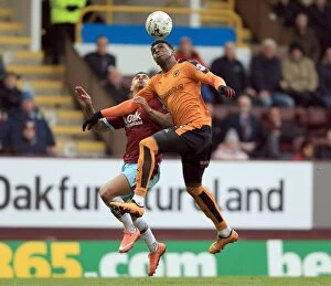 Images Dated 19th March 2016: Burnley vs. Wolves: Gray and Hause Engage in Intense Battle for Ball Control in Sky Bet