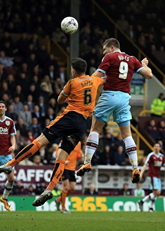 Sky Bet Championship Prints: Burnley's Sam Vokes Scores First Goal Against Wolves at Turf Moor - Sky Bet Championship