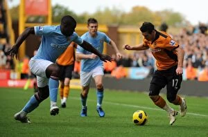 Wolves v Man City Collection: A Clash of Football Titans: Jarvis vs Richards - Wolverhampton Wanderers vs Manchester City