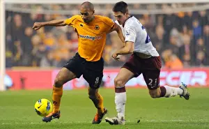 Framed Print : Clash between Henry and Clark: Wolverhampton Wanderers vs Aston Villa in the Premier League