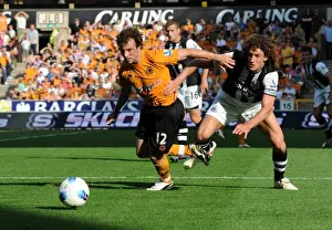 Framed Print : Clash of Titans: Coloccini vs Hunt in Wolverhampton Wanderers vs Newcastle United, Barclays Premier League