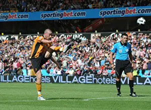 Past Player Prints: David Jones Scores the Opener: 1-0 Lead for Wolverhampton Wanderers vs Stoke City (Premier League)
