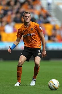 Images Dated 16th September 2012: Determined Defender Stearman Stands Firm Against Leicester City in Championship Showdown at Molineux