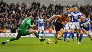 Determined Shot: Stephen Hunt Goes for Glory against Birmingham City (Wolverhampton Wanderers in Barclays Premier League)