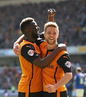 Images Dated 3rd May 2014: Euphoric Celebration: Michael Jacobs and Bakary Sako's Second Goal for Wolverhampton Wanderers vs