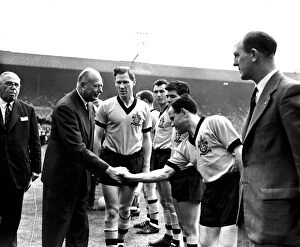 Stan Cullis Collection: FA Cup Final Victory, Wolves vs Blackburn, team greet Duke of Gloucester