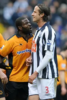 West Bromwich Albion V Wolves Prints: Fiery Rivalry: Elokobi vs. Olsson Clash - Wolverhampton Wanderers vs