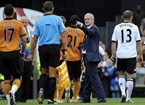 Framed Print : Half Time Controversy: Mark Hughes vs. Phil Dowd - Fulham vs. Wolverhampton Wanderers, Premier League Framed Print : Half Time Controversy: Mark Hughes vs. Phil Dowd - Fulham vs. Wolverhampton Wanderers, Premier League