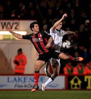 Sky Bet Championship - AFC Bournemouth V Wolves - Dean Court Prints: Intense Battle for Possession: Kermorgant vs McDonald