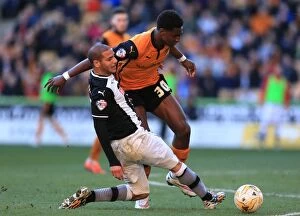 Sky Bet Championship - Wolves v Watford - Molineux Collection: Intense Battle for Supremacy: Hause vs. Guedioura - Wolves vs. Watford (Sky Bet Championship)
