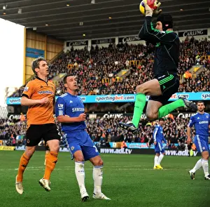 Wolves Prints: Intense Rivalry: Kevin Doyle and John Terry's Vigil Over Petr Cech during Wolverhampton Wanderers vs Chelsea