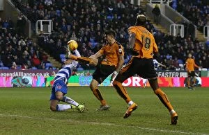 Images Dated 6th February 2016: Intense Showdown: Rakels vs. Batth in Sky Bet Championship's Wolves vs. Reading Match
