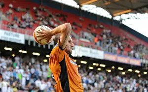 Past Player Prints: Jelle Van Damme of Wolverhampton Wanderers Gears Up for Throw-In During Pre-Season Match against RCSC Charleroi
