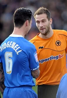 Birmingham v Wolves Collection: Johnson and Ridgewell's FA Cup Laugh: A Light-Hearted Moment Between Rivals Wolverhampton Wanderers