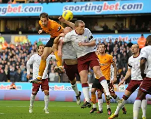 Roger Johnson Prints: Johnson's Header: Wolves Take a 2-1 Lead Over Aston Villa in the Premier League