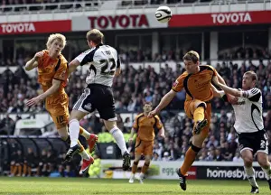 Derby County V Wolves Prints: Keogh vs Todd: Intense Clash Between Wolves and Derby County in 2009 Championship Match