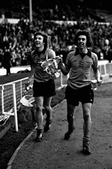 Images Dated 2nd March 1974: League Cup WInners - Mike Bailey displays the trophy after defeating Manchester City