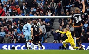 Manchester City v Wolves Collection: Manchester City Takes Early Lead over Wolverhampton Wanderers: Edin Dzeko Scores