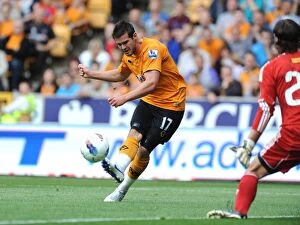 Images Dated 7th August 2011: Matt Jarvis's Dramatic Goal Attempt Saved by Leonardo Neoren Franco in Wolves vs Real Zaragoza