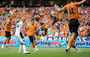 Images Dated 21st August 2011: Matthew Jarvis Scores the Decisive Goal: Wolves 2-0 Fulham (Premier League Soccer)