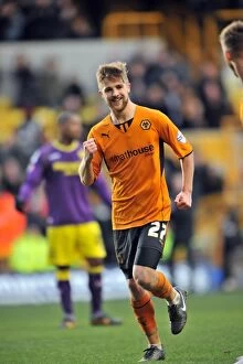 Images Dated 15th February 2014: Michael Jacobs and James Henry: Celebrating Wolves Second Goal vs